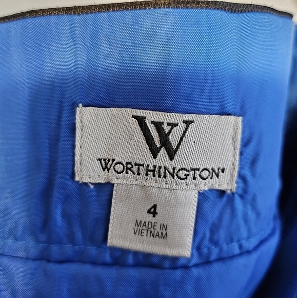 Worthington Cobalt Blue Textured Embroidered Patterned Skirt Size 4 - Picture 4 of 5